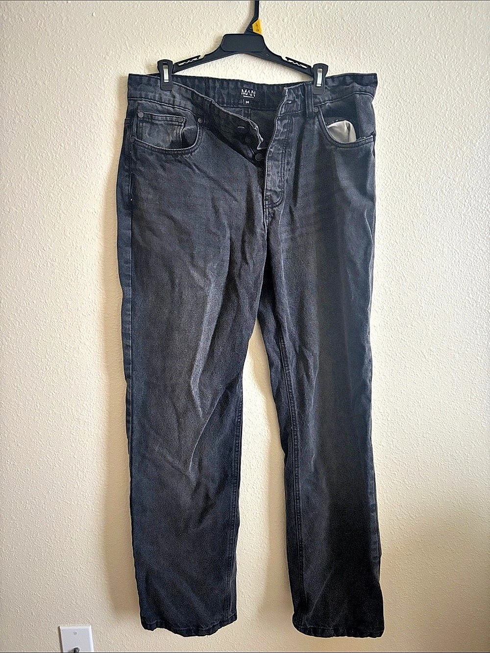 BOOHOOMAN Men's Slim Jeans Waist 34 Black